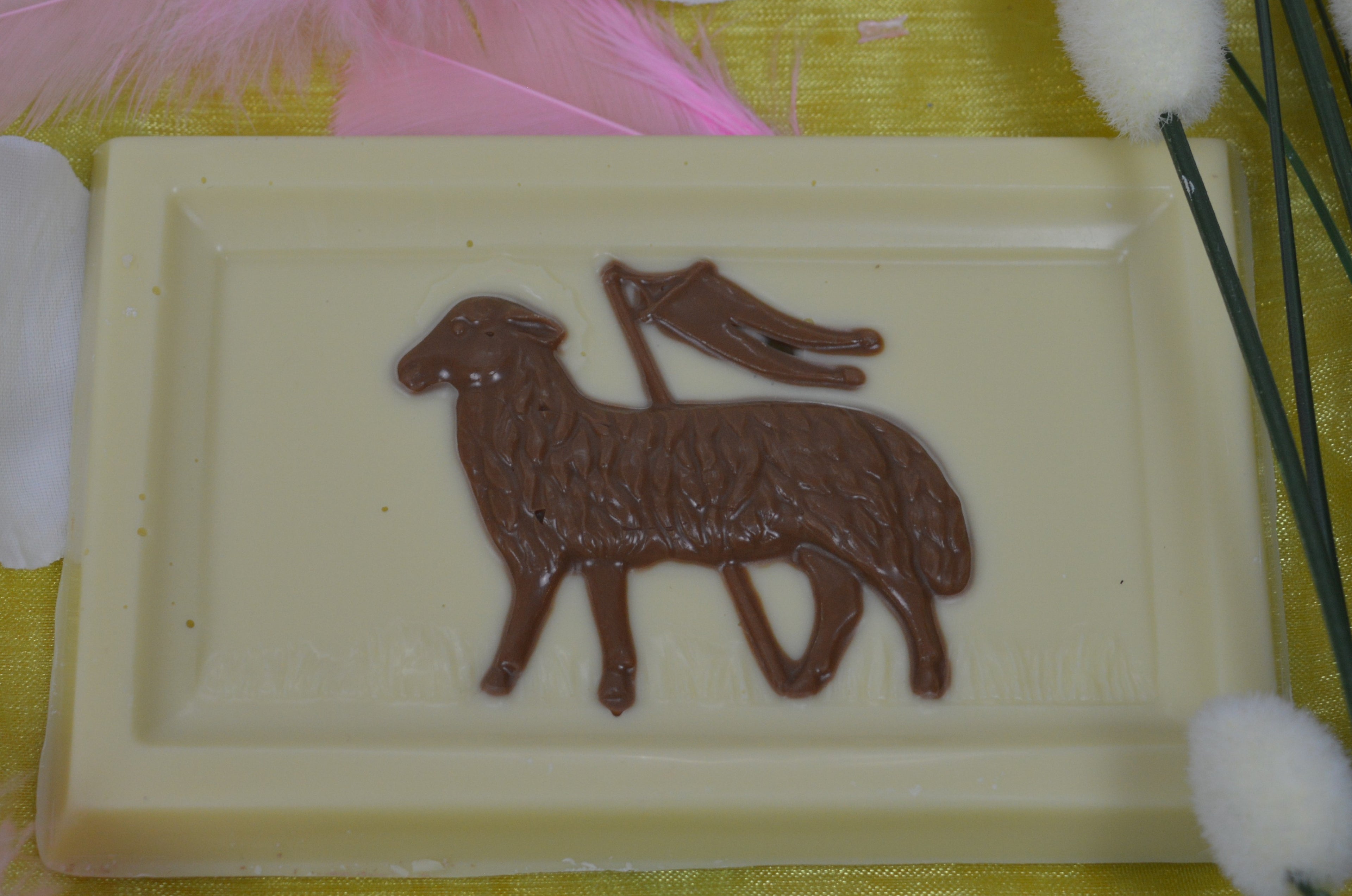 Schokoladentafel Osterlamm weiß